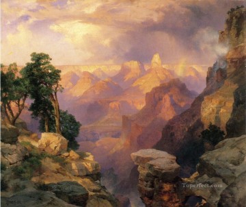 Mountain Painting - Grand Canyon with Rainbows landscape Thomas Moran mountains